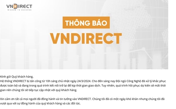 VnDirect bị sập, nhà đầu tư không thể truy cập được bảng điện tử
