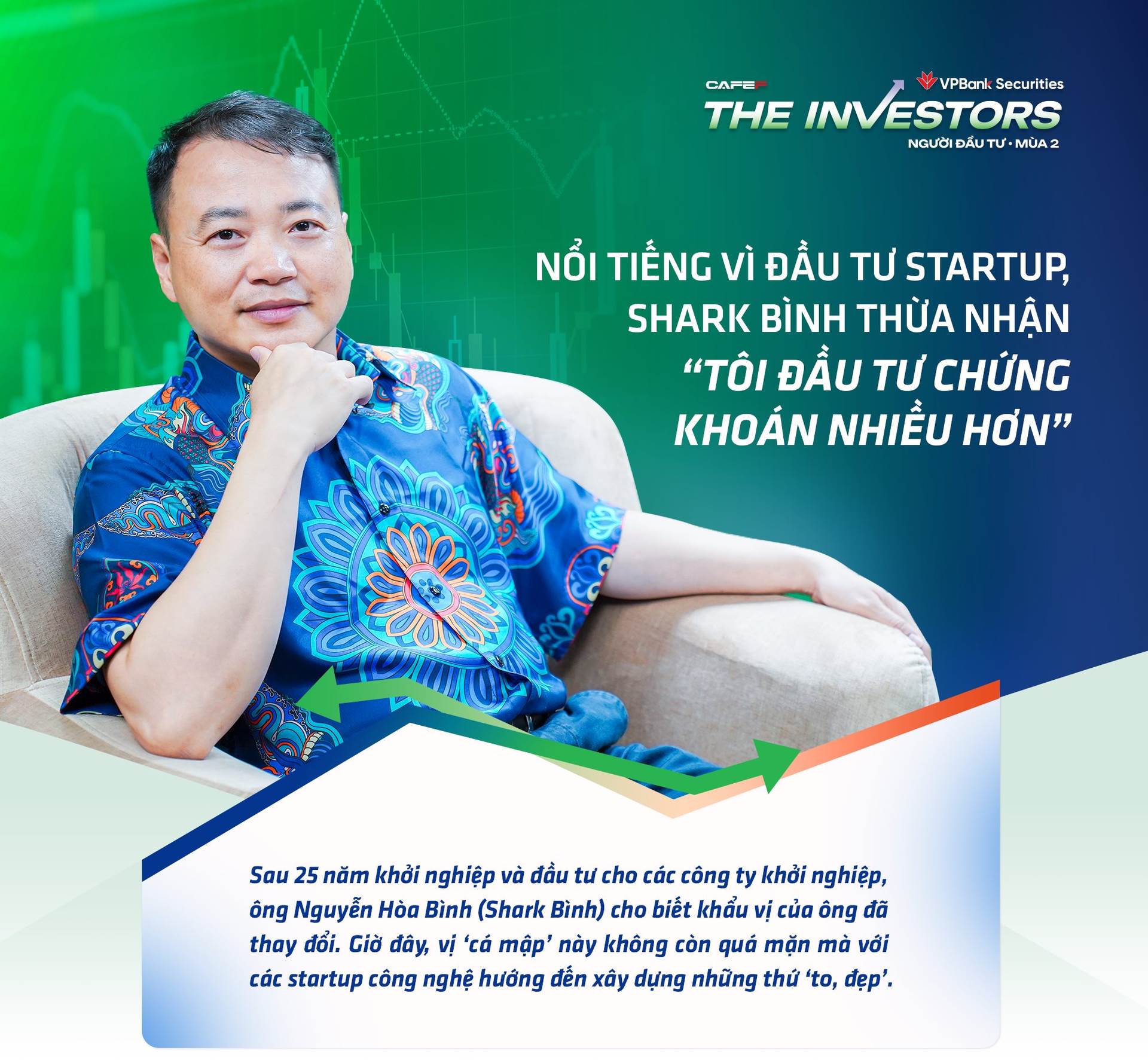 Nổi tiếng vì đầu tư startup, Shark Bình thừa nhận “Tôi đầu tư chứng khoán nhiều hơn”