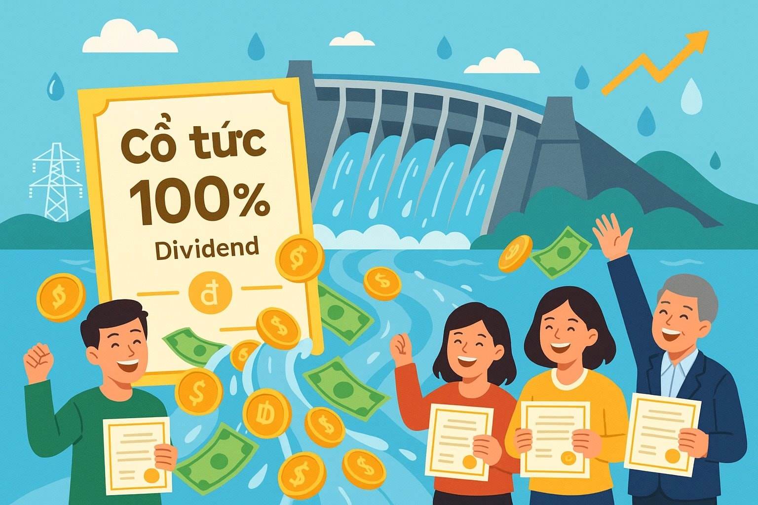 QPH: Một công ty thuỷ điện muốn trả cổ tức tiền mặt tỷ lệ 100%