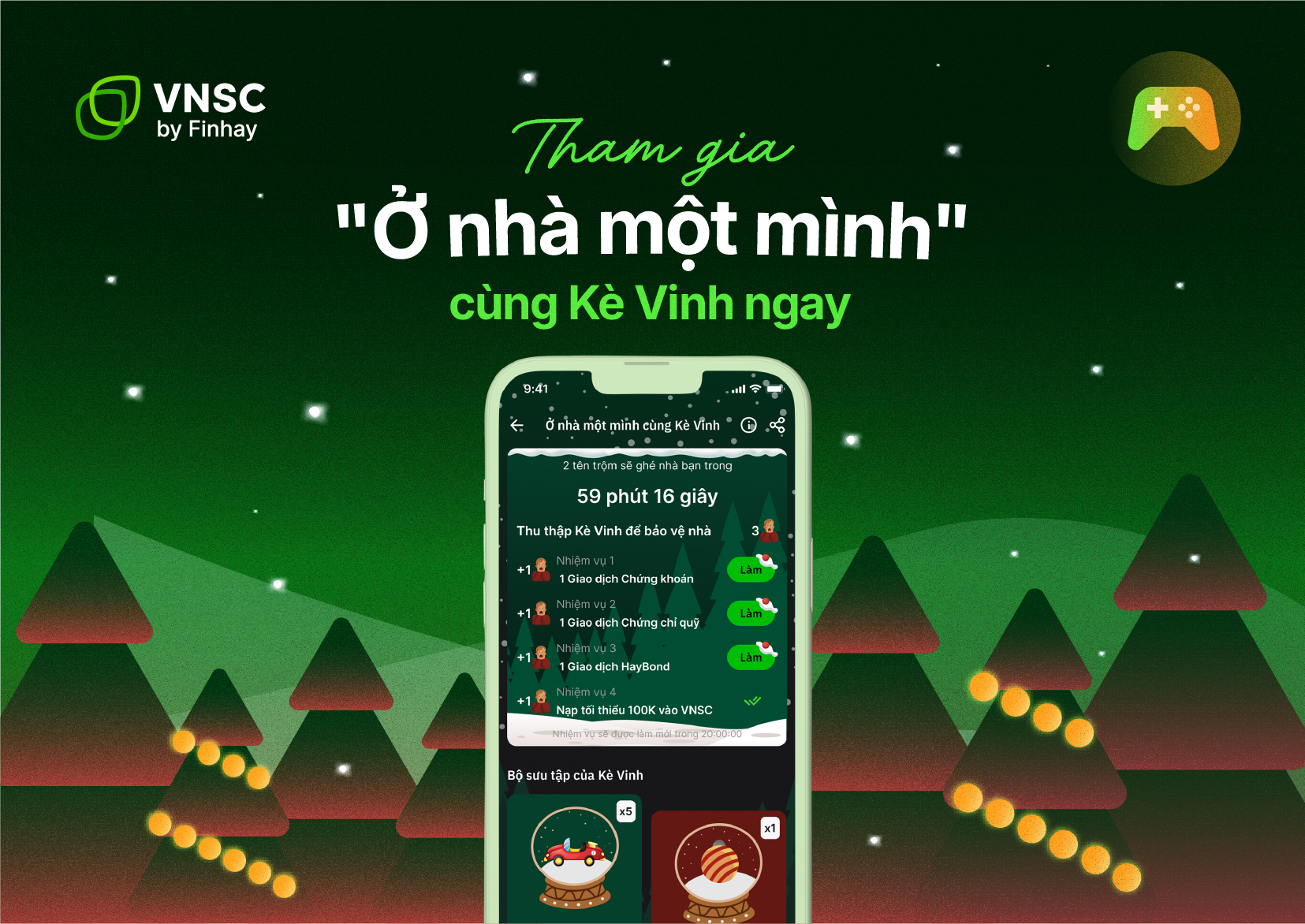 Thử thách Giáng Sinh: Bảo Vệ Kho Quà Khủng cùng Kè Vinh